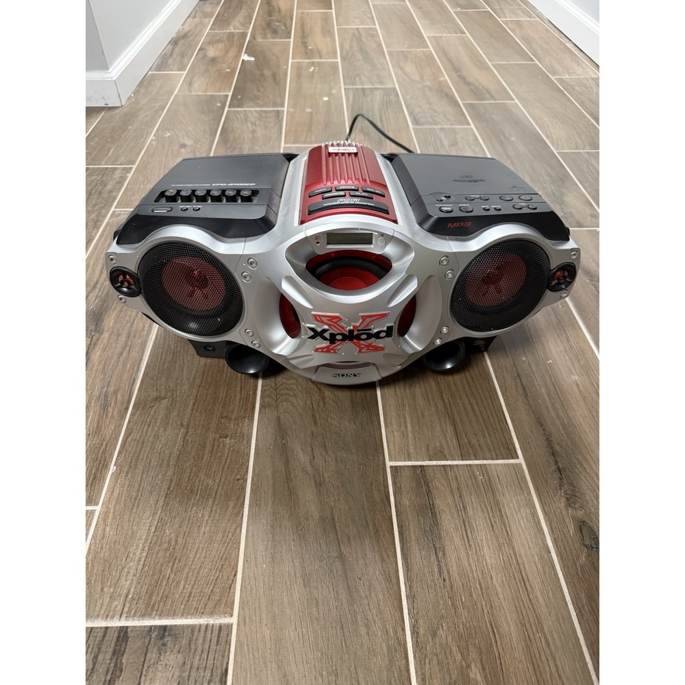 Sony Xplod CFD-G700CP Boombox CD AM/FM Radio Cassette Aux In Silver/Black/Red